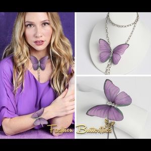 Beautiful Set Silk Butterfly Choker and Bracelet